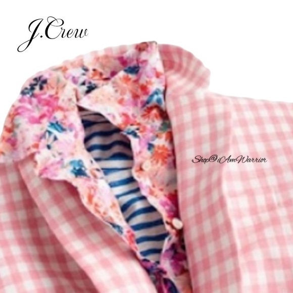 J.Crew cotton candy pink gingham one button linen blazer *shop@iamwarrior - Picture 7 of 16